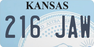 KS license plate 216JAW