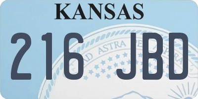 KS license plate 216JBD