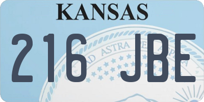 KS license plate 216JBE