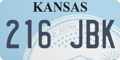KS license plate 216JBK