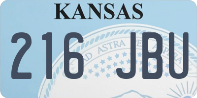 KS license plate 216JBU