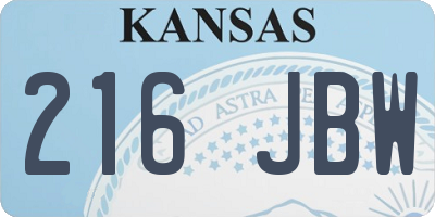 KS license plate 216JBW