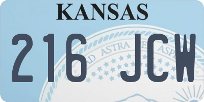 KS license plate 216JCW