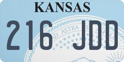 KS license plate 216JDD