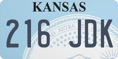 KS license plate 216JDK