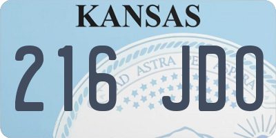 KS license plate 216JDO