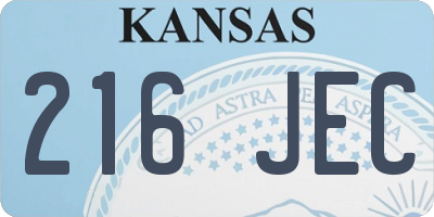 KS license plate 216JEC