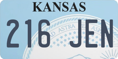 KS license plate 216JEN