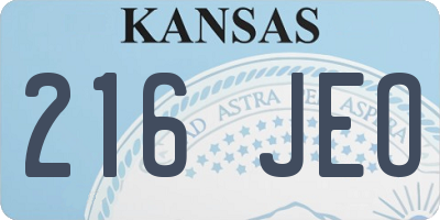 KS license plate 216JEO