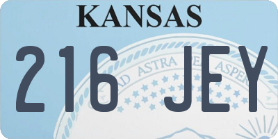 KS license plate 216JEY