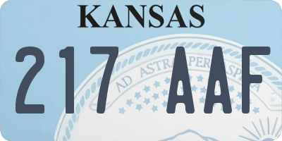 KS license plate 217AAF