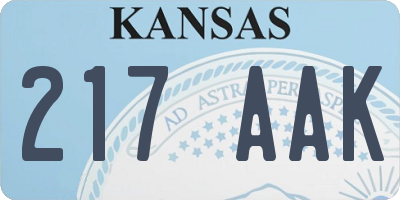 KS license plate 217AAK