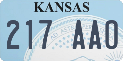 KS license plate 217AAO