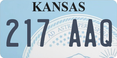 KS license plate 217AAQ