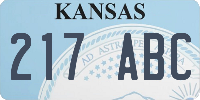 KS license plate 217ABC