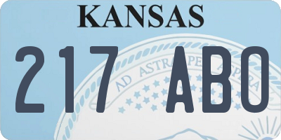 KS license plate 217ABO