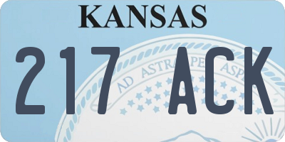 KS license plate 217ACK