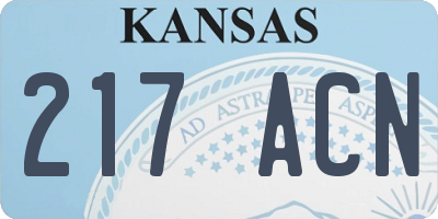 KS license plate 217ACN