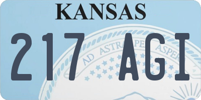 KS license plate 217AGI