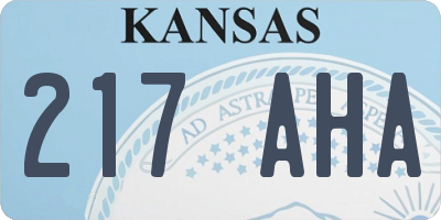 KS license plate 217AHA