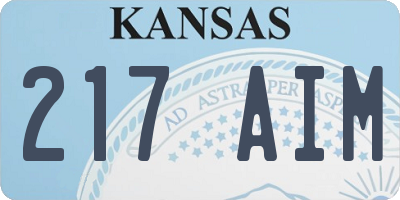 KS license plate 217AIM