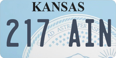 KS license plate 217AIN