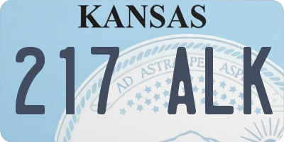 KS license plate 217ALK