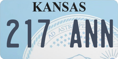 KS license plate 217ANN