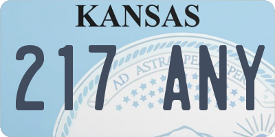 KS license plate 217ANY