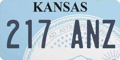 KS license plate 217ANZ