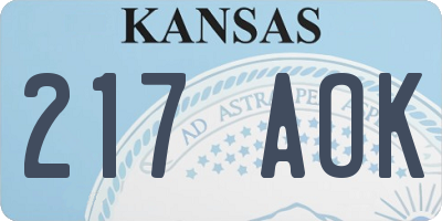 KS license plate 217AOK
