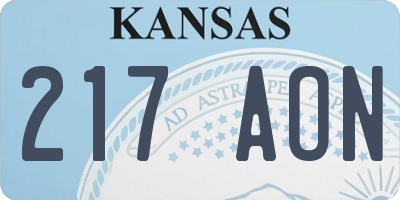KS license plate 217AON