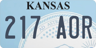 KS license plate 217AOR