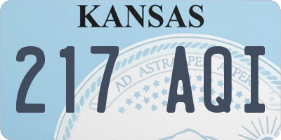 KS license plate 217AQI