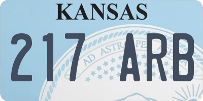 KS license plate 217ARB