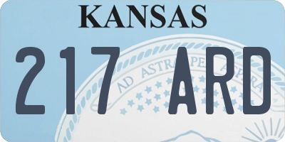 KS license plate 217ARD