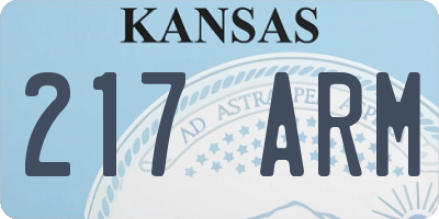KS license plate 217ARM