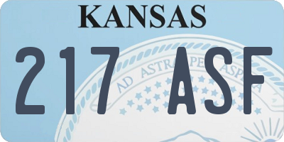 KS license plate 217ASF