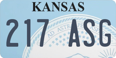 KS license plate 217ASG