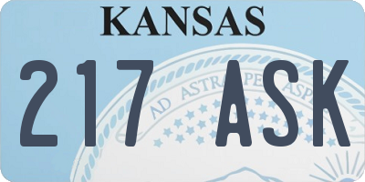 KS license plate 217ASK