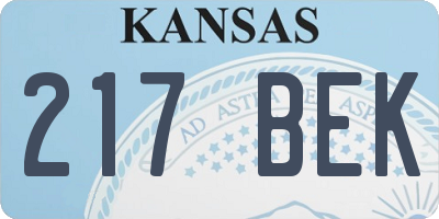 KS license plate 217BEK