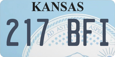 KS license plate 217BFI