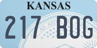 KS license plate 217BOG