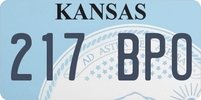 KS license plate 217BPO