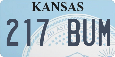 KS license plate 217BUM