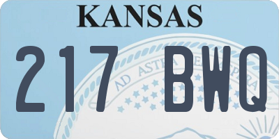 KS license plate 217BWQ