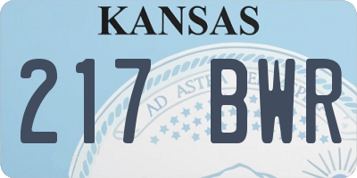 KS license plate 217BWR