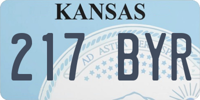 KS license plate 217BYR