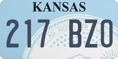 KS license plate 217BZO