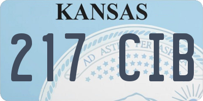 KS license plate 217CIB
